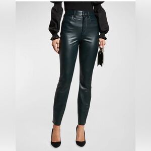 Veronica Beard Forest Green Faux Leather Jeans